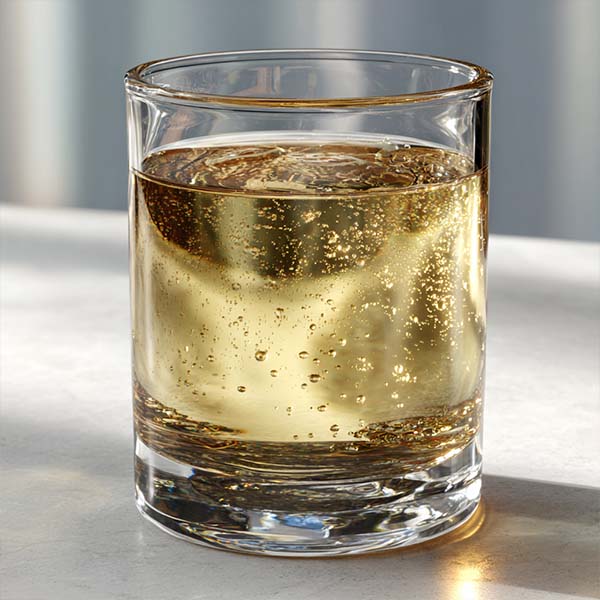 8 fl. oz. malt liquor, pale straw, in a clear glass, labeled 7% ABV